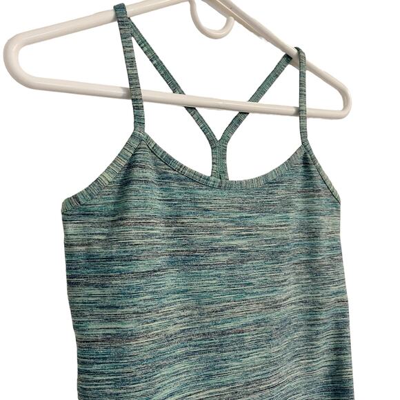 Lululemon Power Y Tank Top Space Dye Camo Alberta Lake Fresh Teal Size 8 - Picture 3 of 6